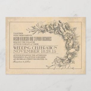 Vintage schicke Hochzeitseinladung antike Schnörke Einladung