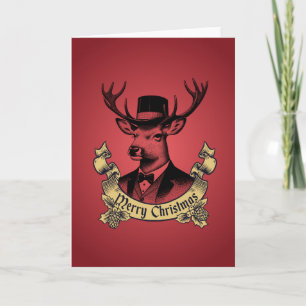 Vintage schicker Rentier Frohe Weihnachten Karte