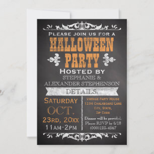 Vintage-Schiefertafel-Halloween-Party individuell Einladung