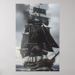 Vintage-Schiff des 17. Jahrhunderts unter Vollsege Poster