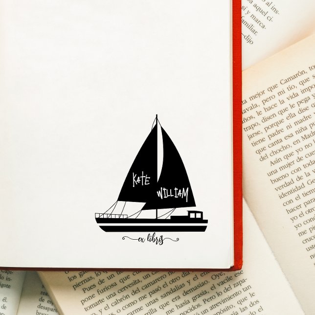 Vintage-Schiff Ex Libris Stempel (Von Creator hochgeladen)