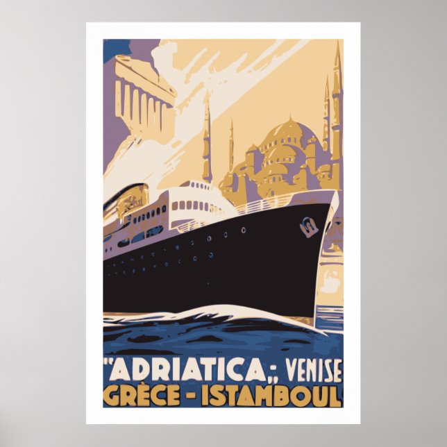 Vintage Schifffahrtslinie und Venedig, Griechenlan Poster (Vorne)