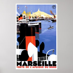 Vintage Schiffs-Anzeige Marseilles Porte De L' Poster