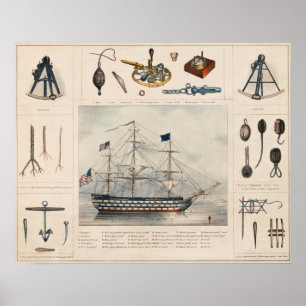 Vintage-Schiffsillustration Poster