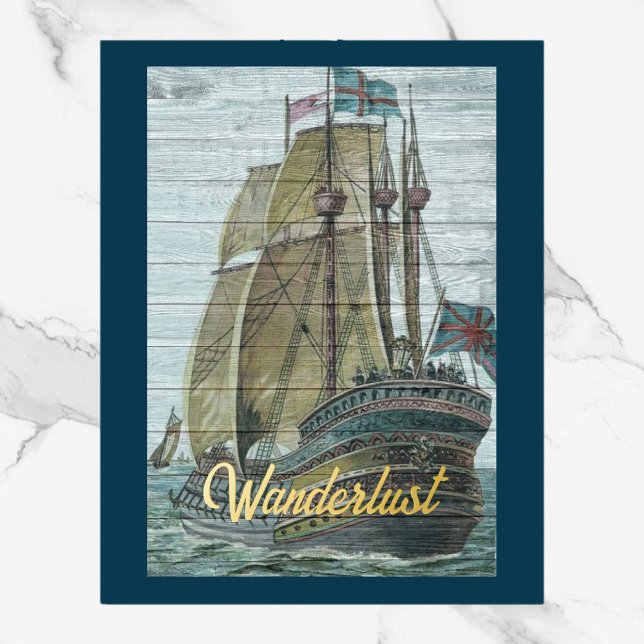 Vintage Schiffsillustration Wanderlust Thema real Foliendrucke (Von Creator hochgeladen)