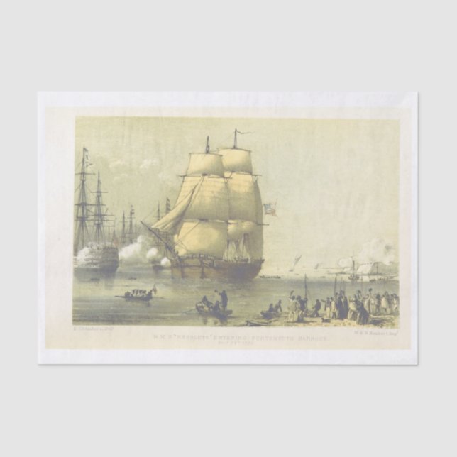 Vintage Schiffskunst Seidenpapier (Vorderseite)