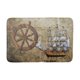 Vintage Schiffsplanung Badematte