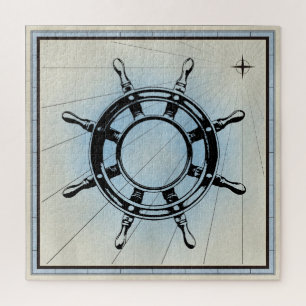 Vintage-Schiffssteuer für die Navigation Puzzle
