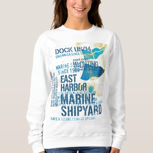 Vintage Schiffswerft - Schiff an der Ostküste Sweatshirt (Vorderseite)