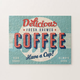 Vintage-Schild - Frisch gebrühter Kaffee Puzzle
