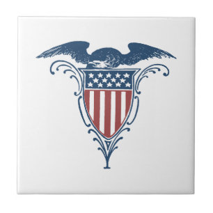 Vintage Schild Rot Weiß Blau Amerikanischer Adler  Fliese