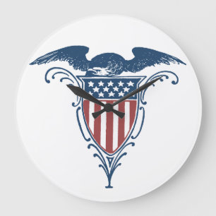 Vintage Schild Rot Weiß Blau Amerikanischer Adler Große Wanduhr
