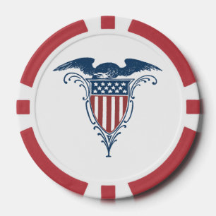 Vintage Schild Rot Weiß Blau Amerikanischer Adler Pokerchips
