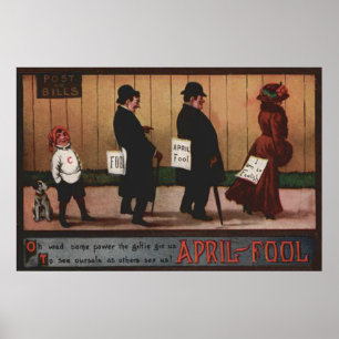 Vintage-Schild zum 1. April auf dem Rücken eines H Poster