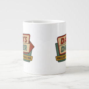Vintage-Schilder von Dads Diner – Ben-Day 1950er P Jumbo-Tasse