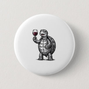 Vintage-Schildkröte-mit-Weinglas-Shirt-Design_1 Button