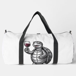 Vintage-Schildkröte-mit-Weinglas-Shirt-Design_1 Duffle Bag