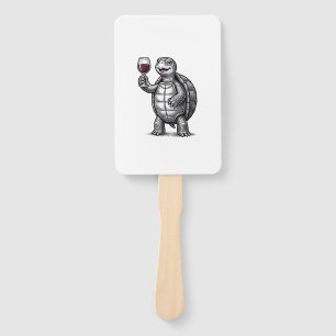 Vintage-Schildkröte-mit-Weinglas-Shirt-Design_1 Fächer