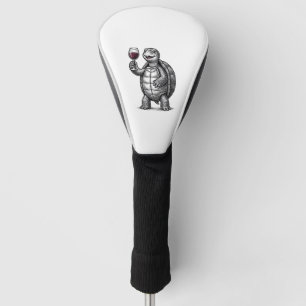 Vintage-Schildkröte-mit-Weinglas-Shirt-Design_1 Golf Headcover