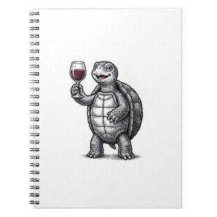 Vintage-Schildkröte-mit-Weinglas-Shirt-Design_1 Notizblock