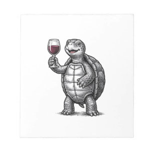Vintage-Schildkröte-mit-Weinglas-Shirt-Design_1 Notizblock