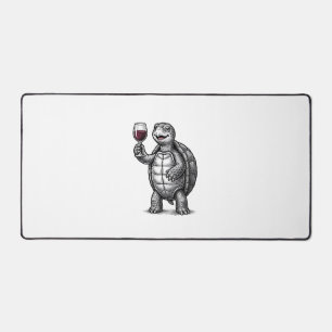 Vintage-Schildkröte-mit-Weinglas-Shirt-Design_1 Schreibtischunterlage