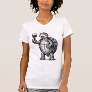 Vintage-Schildkröte-mit-Weinglas-Shirt-Design_1 T-Shirt