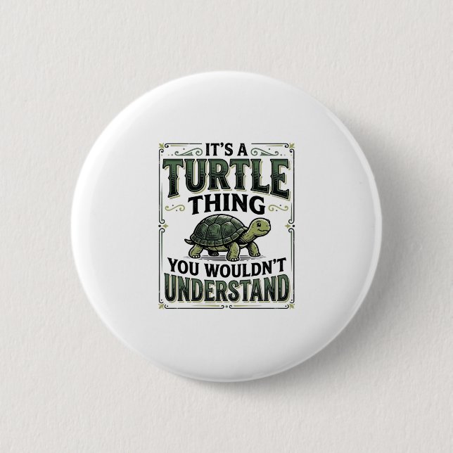 Vintage-Schildkröten-Ding Lustiges Schildkrötenlie Button (Vorderseite)