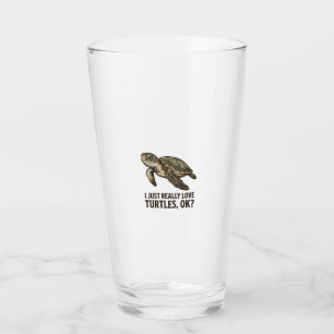 Vintage-Schildkrötenliebhaber Lustiges Meeresschil Glas