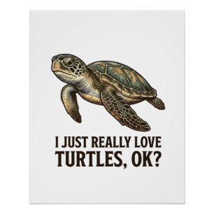 Vintage-Schildkrötenliebhaber Lustiges Meeresschil Poster