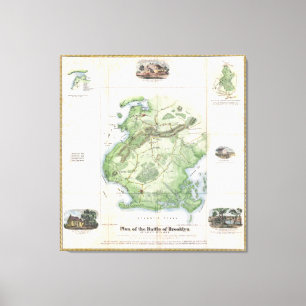 Vintage Schlacht bei Brooklyn NY Map (1867) Leinwanddruck