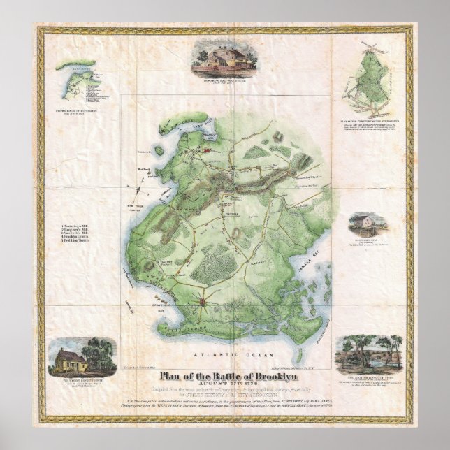 Vintage Schlacht bei Brooklyn NY Map (1867) Poster (Vorne)
