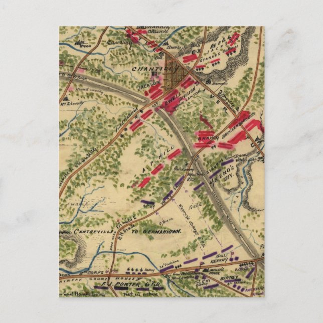 Vintage Schlacht von Chantilly Map (1862) Postkarte (Vorderseite)