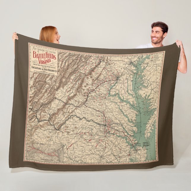 Vintage Schlachtfelder in Virginia, Ziviler Krieg, Fleecedecke (Beispiel)