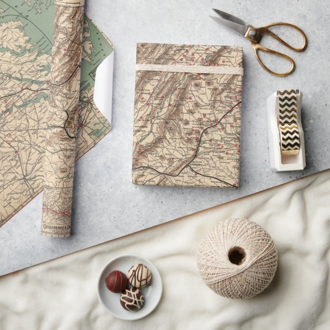 Vintage Schlachtfelder in Virginia, Ziviler Krieg, Geschenkpapier (Kunsthandwerk)