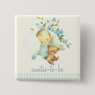 Vintage schlafende Baby-Duschen-Tante, zum Button