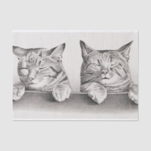 Vintage Schlafkatzen Lithograph, 1874 Decoupage Seidenpapier