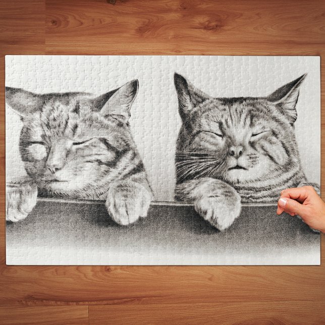 Vintage Schlafkatzen Lithograph, 1874 Puzzle (Von Creator hochgeladen)