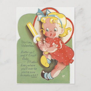 Vintage Schlagmädchen-Valentinsgruß Feiertagspostkarte