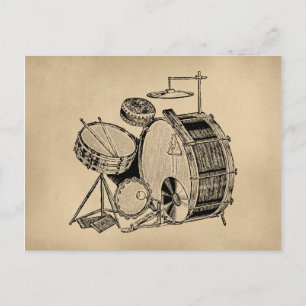 Vintage-Schlagzeug Trommeln Postkarte