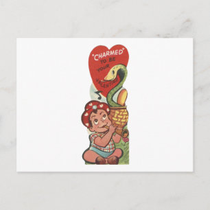 Vintage-Schlangenbeschwörer-Valentinstag Feiertagspostkarte