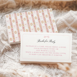 Vintage-Schleife Rosa Florale Babyparty Bücher für Begleitkarte