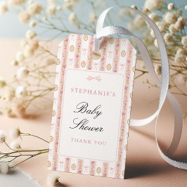 Vintage-Schleife Rosa Florale Babyparty Geschenkanhänger