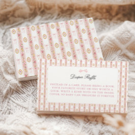 Vintage-Schleife Rosa Florales Baby Shower Windel- Begleitkarte