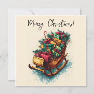 Vintage Schlitten gefüllt mit Weihnachtsgeschenken Feiertagskarte