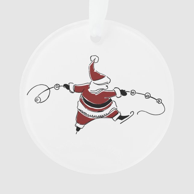 Vintage-Schlittschuh fahrender Weihnachtsmann-Weih Ornament (Vorderseite)