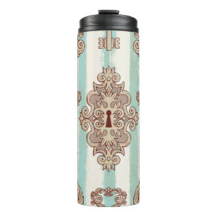 Vintage Schlüssel, Schlösser: Freehe und Muster. Thermosbecher