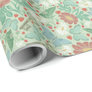 Vintage Schmetterling Alter Schlüssel Weiße Marger Geschenkpapier