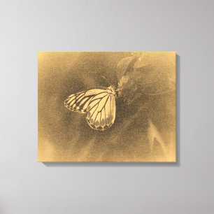 Vintage Schmetterling auf Blüten umwickelte Leinwa Leinwanddruck