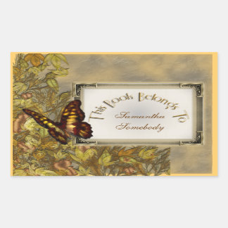 Vintage-Schmetterling-Illustration Exlibris Rechteckiger Aufkleber